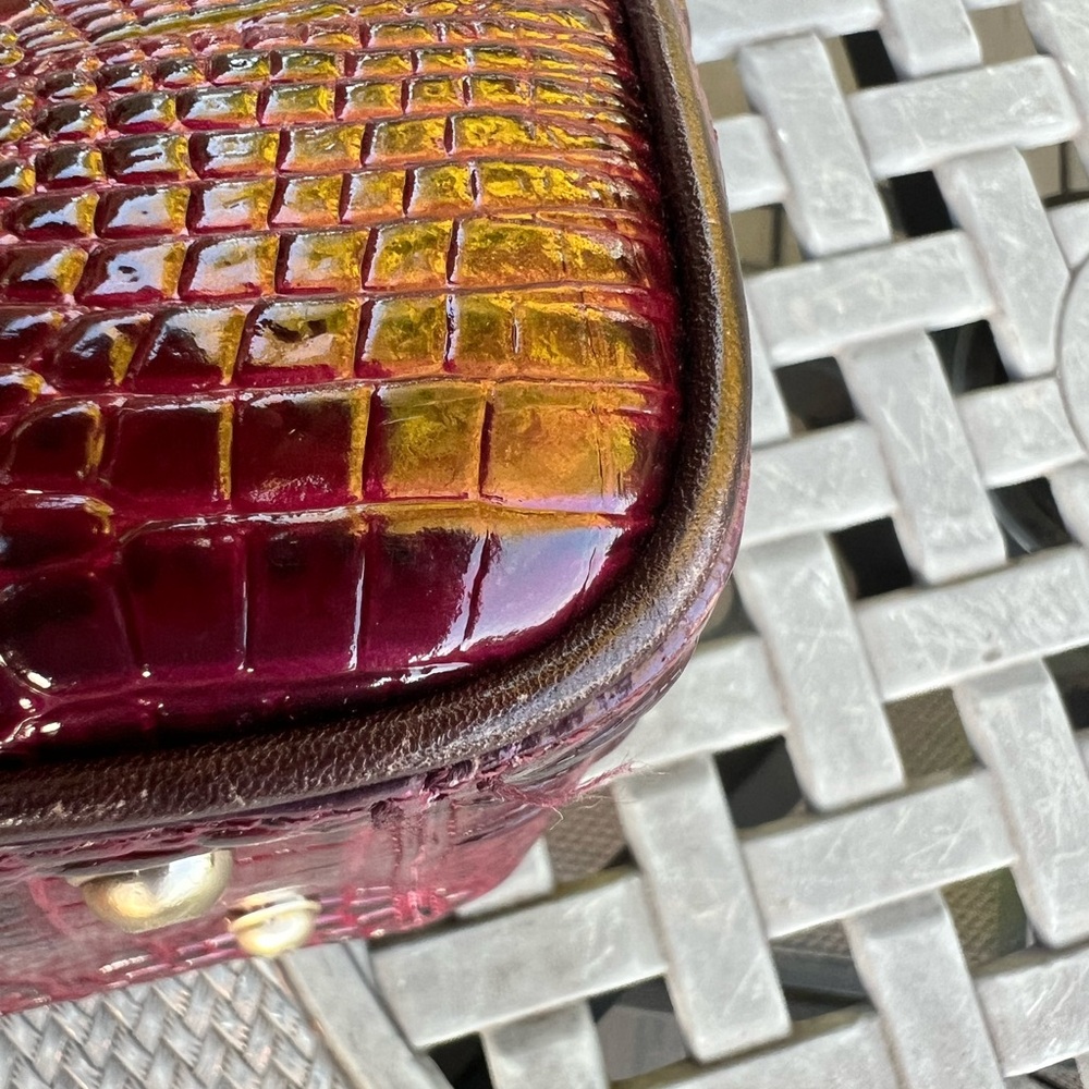 Brahmin Hudson Wine Granada Leopard Satchel - Picture 11 of 16